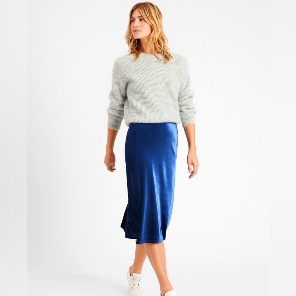 Velvet Bias-Cut Midi Skirt